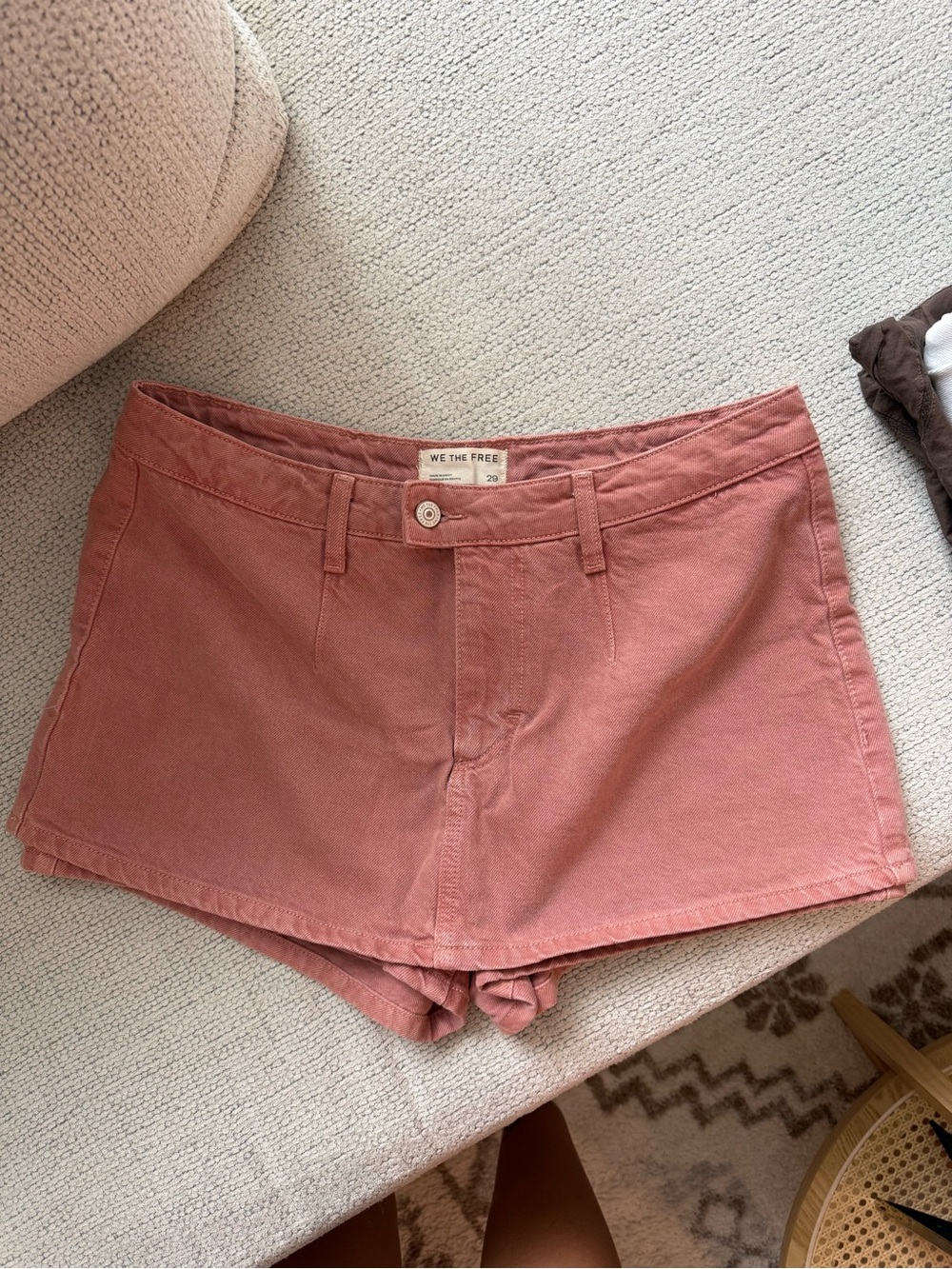 We The Free Mauve Pink High Waist Cotton Shorts